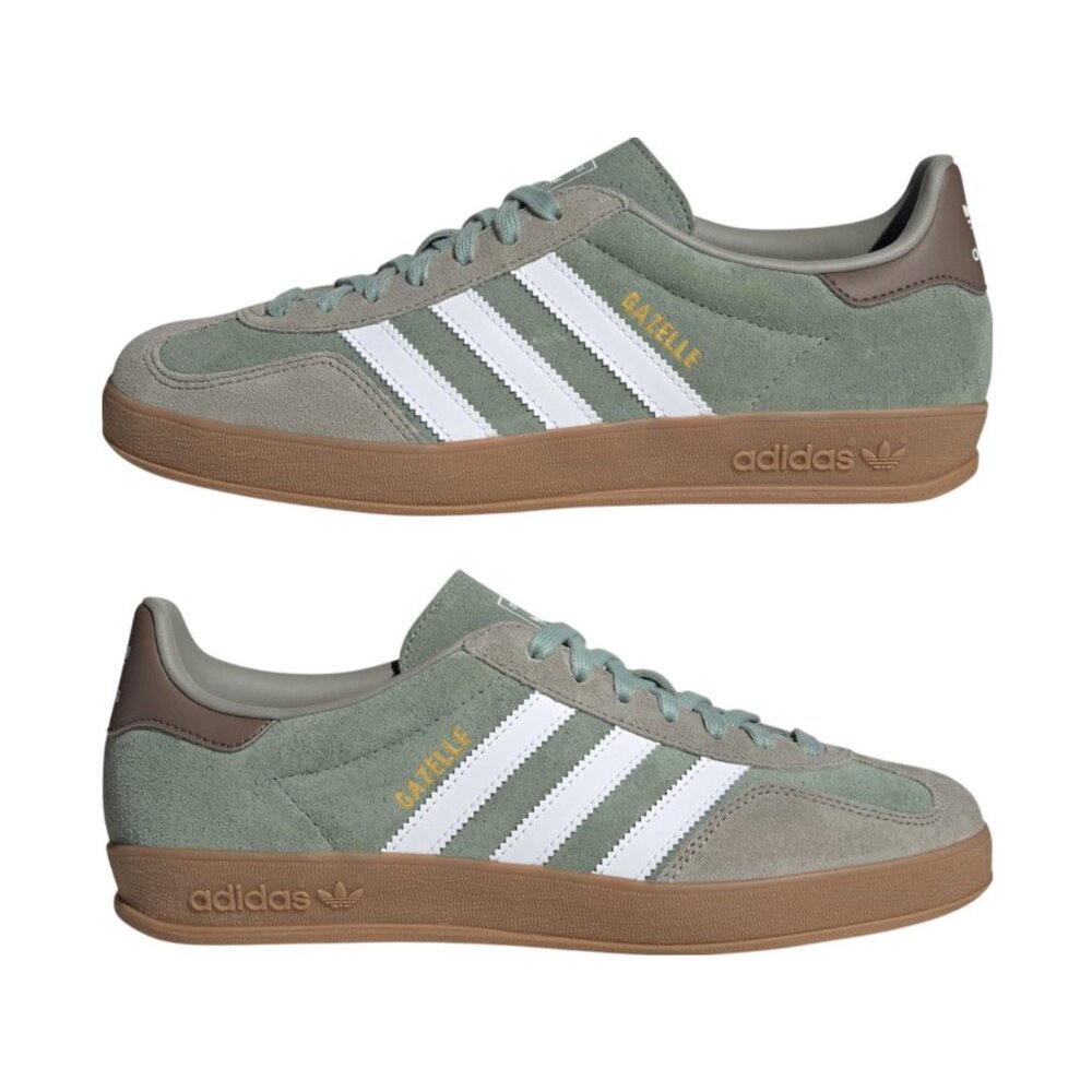 adidas Originals Gazelle Indoor Men Casual Shoes Silver Green JI3526 NEW